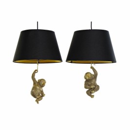 Полилей DKD Home Decor 35,5 x 35,5 x 51 cm Златен Смола Колониален 220 V 50 W Маймуна (2 броя)