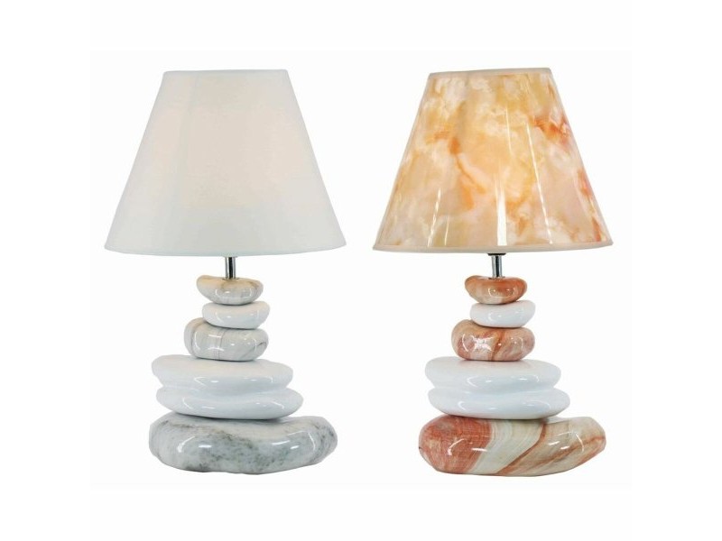 Настолна лампа DKD Home Decor Сив Кафяв полиестер Каменинов (2 pcs) (28 x 28 x 48 cm)