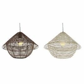 Полилей DKD Home Decor Бял Кафяв Черен Естествен Метал Въже Пластмаса 50 W 220 V Град 38 x 38 x 27 cm (2 броя)