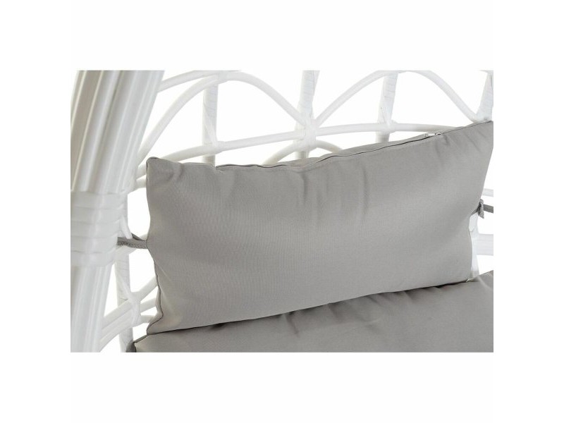 Висящ градински фотьойл DKD Home Decor 90 x 70 x 110 cm Сив Метал синтетичен ратан Бял