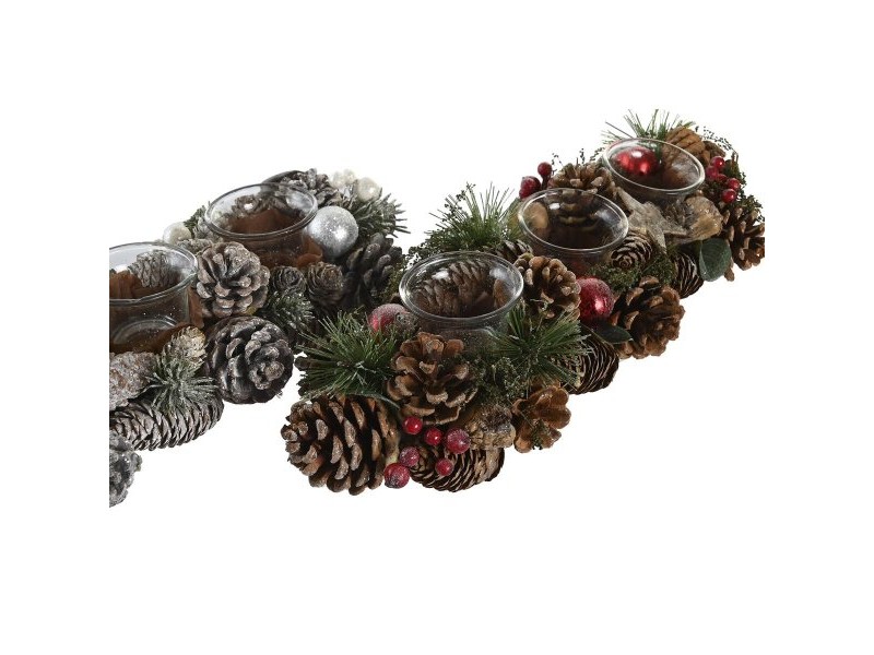 Коледен Свещник DKD Home Decor Бял Червен Зелен Кристал 38 x 13 x 8,5 cm (2 броя) Коледен Свещник DKD Home Decor Бял Червен Зелен Кристал 38 x 13 x 8,5 cm (2 броя)