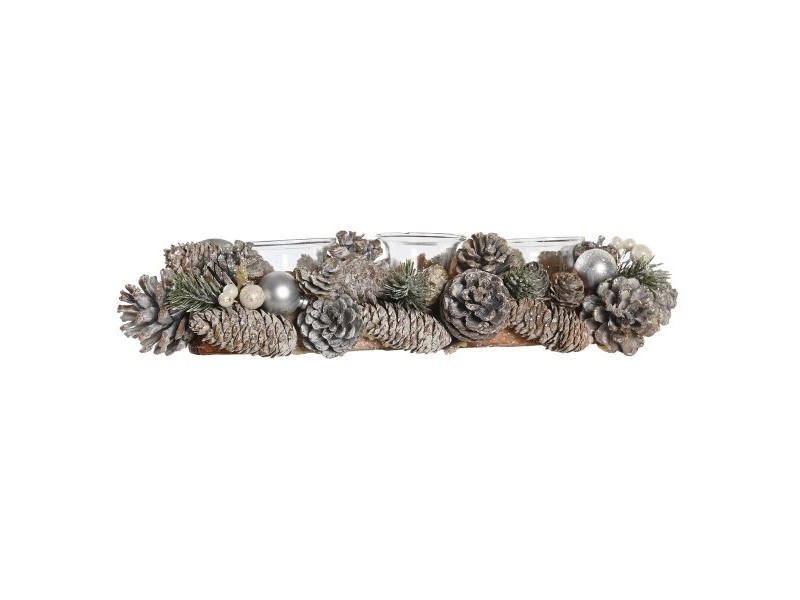 Коледен Свещник DKD Home Decor Бял Червен Зелен Кристал 38 x 13 x 8,5 cm (2 броя)