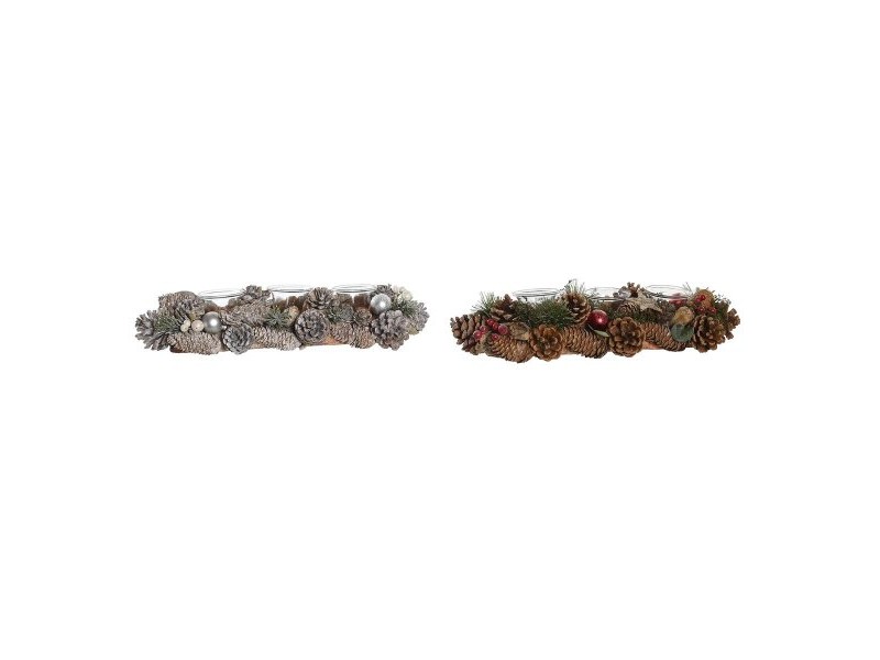 Коледен Свещник DKD Home Decor Бял Червен Зелен Кристал 38 x 13 x 8,5 cm (2 броя)