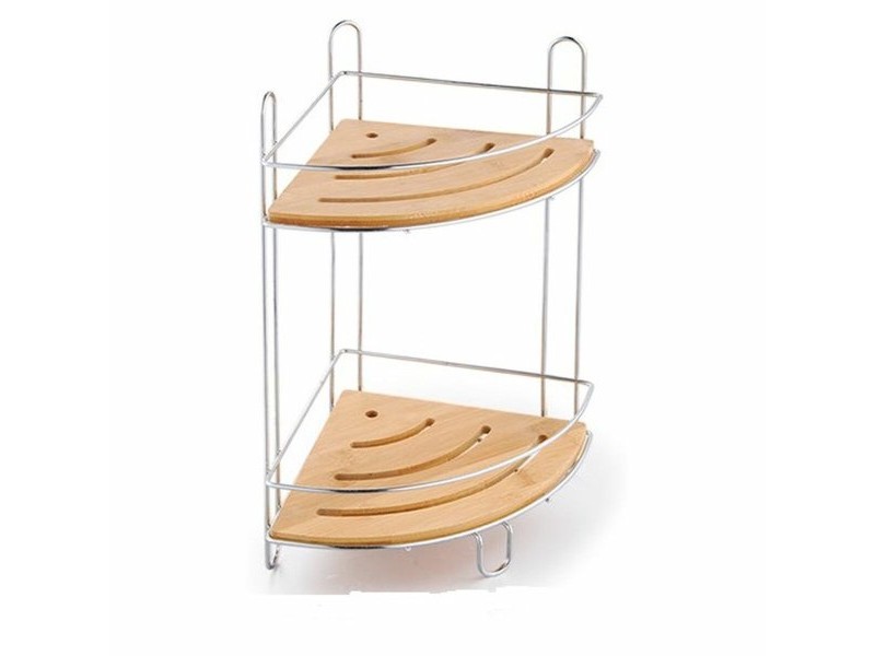 Ъглови Шкафове DKD Home Decor Естествен Бамбук Неръждаем хром метал 2 Рафтове 19,5 x 19,5 x 36,5 cm