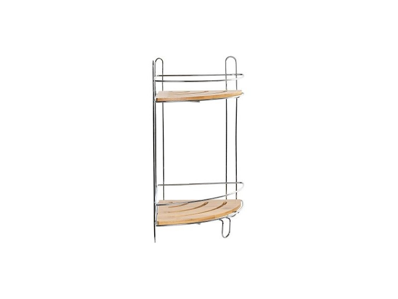 Ъглови Шкафове DKD Home Decor Естествен Бамбук Неръждаем хром метал 2 Рафтове 19,5 x 19,5 x 36,5 cm