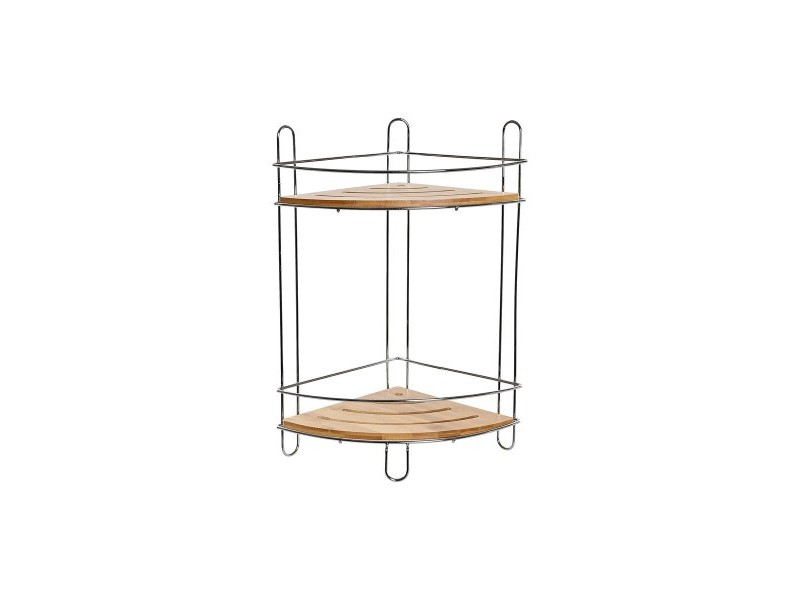 Ъглови Шкафове DKD Home Decor Естествен Бамбук Неръждаем хром метал 2 Рафтове 19,5 x 19,5 x 36,5 cm