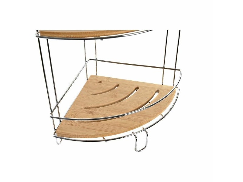 Стелажи за Баня DKD Home Decor Бамбук Алуминий Неръждаем хром метал Естествен 19,5 x 19,5 x 47 cm