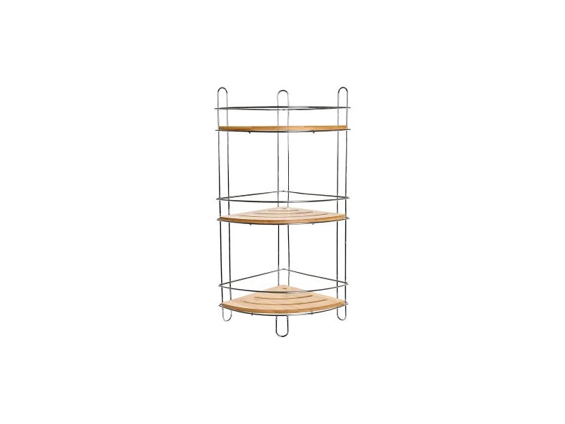 Стелажи за Баня DKD Home Decor Бамбук Алуминий Неръждаем хром метал Естествен 19,5 x 19,5 x 47 cm