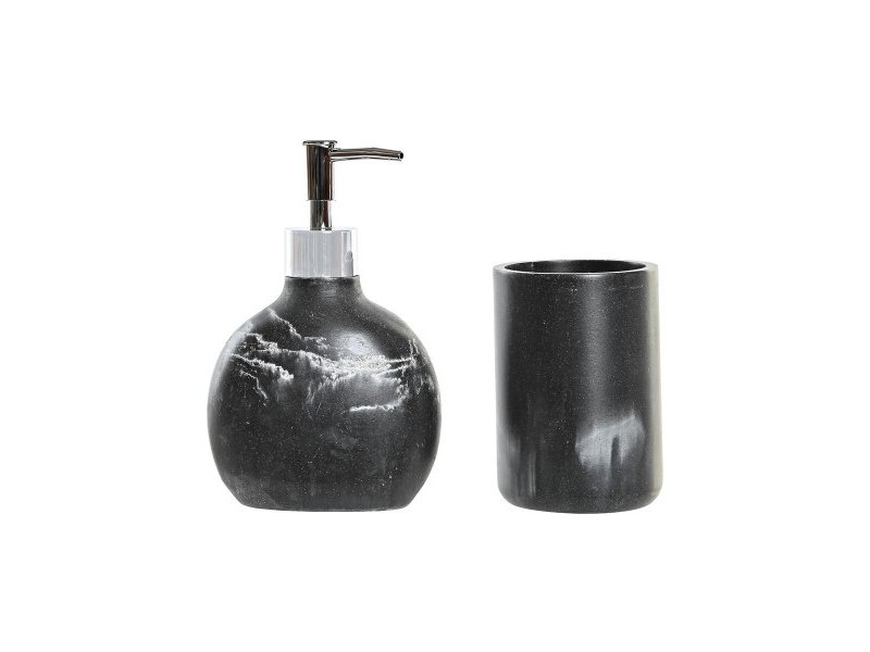 Комплект за Баня DKD Home Decor Черен Смола Пластмаса 11 x 6 x 17 cm 2 Части