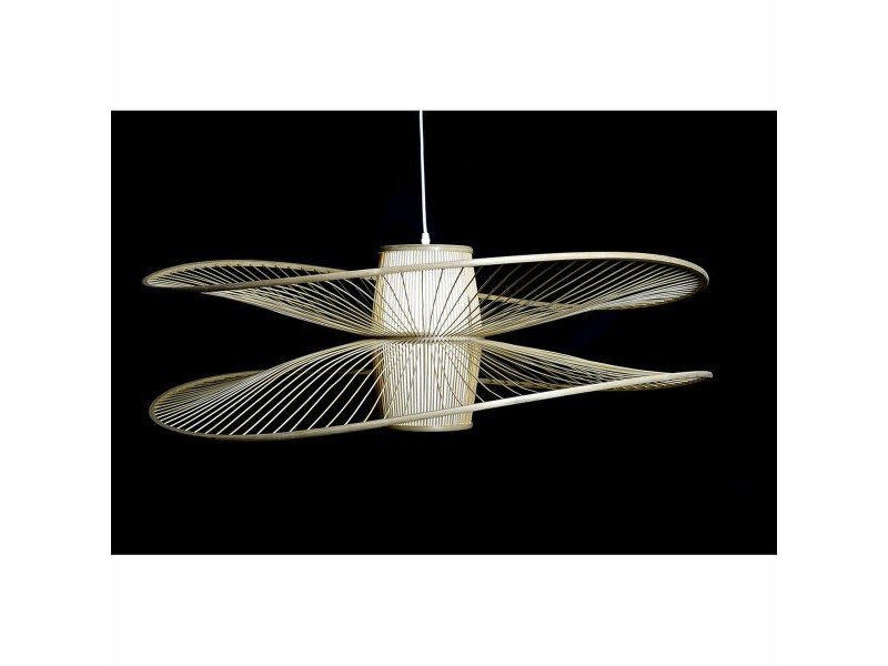 Полилей DKD Home Decor Бял Естествен Бамбук 50 W 100 x 100 x 32 cm