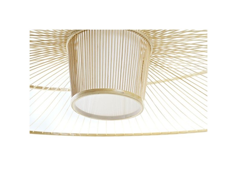 Полилей DKD Home Decor Бял Естествен Бамбук 50 W 100 x 100 x 32 cm