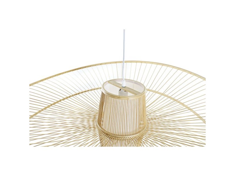 Полилей DKD Home Decor Бял Естествен Бамбук 50 W 100 x 100 x 32 cm