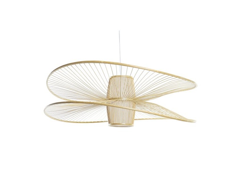 Полилей DKD Home Decor Бял Естествен Бамбук 50 W 100 x 100 x 32 cm