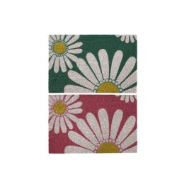 Изтривалка за Врата DKD Home Decor Розов Гума Мента Бял Жълт 2 броя Кокосови влакна (60 x 40 x 0,5 cm)