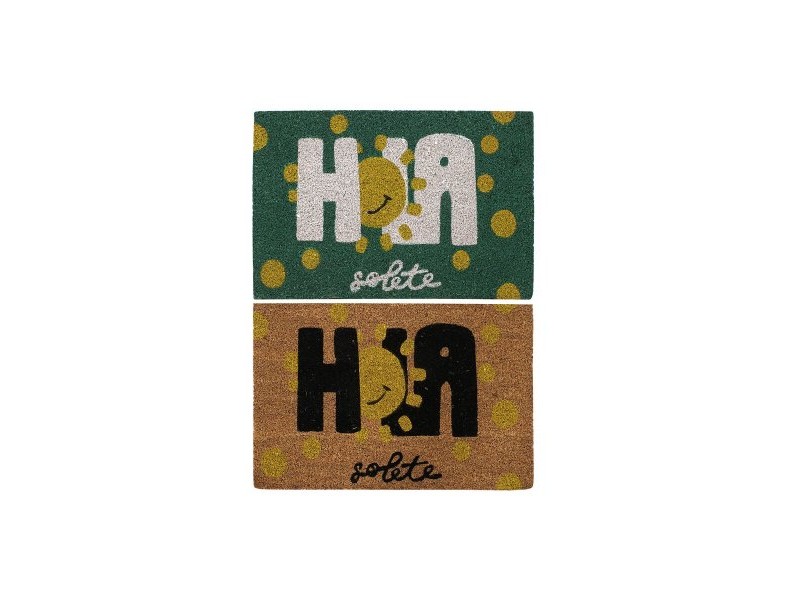 Изтривалка за Врата DKD Home Decor Черен Кафяв Гума Бял Зелен 2 броя Кокосови влакна (60 x 40 x 1,5 cm)