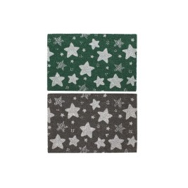 Изтривалка за Врата DKD Home Decor Сив Гума Звезди Бял Зелен 2 броя Кокосови влакна (60 x 40 x 1,5 cm)
