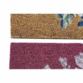 Изтривалка за Врата DKD Home Decor Сив Розов Кафяв Гума Бял 2 броя Кокосови влакна (60 x 40 x 1,5 cm)