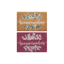 Изтривалка за Врата DKD Home Decor Сив Розов Кафяв Гума Бял 2 броя Кокосови влакна (60 x 40 x 1,5 cm)