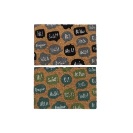 Изтривалка за Врата DKD Home Decor Черен Сив Кафяв Гума Мента 2 броя Кокосови влакна (60 x 40 x 1,5 cm)