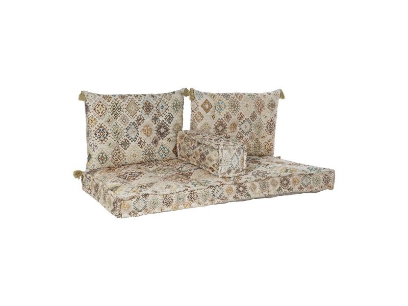 Двуместно канапе DKD Home Decor Жълт Кафяв Бежов 145 x 76 x 13 cm