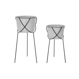 Комплект Саксии за цветя DKD Home Decor Черен Сив Метал Желязо Квадратек 30 x 40 cm 37 x 37 x 82 cm (2 броя)