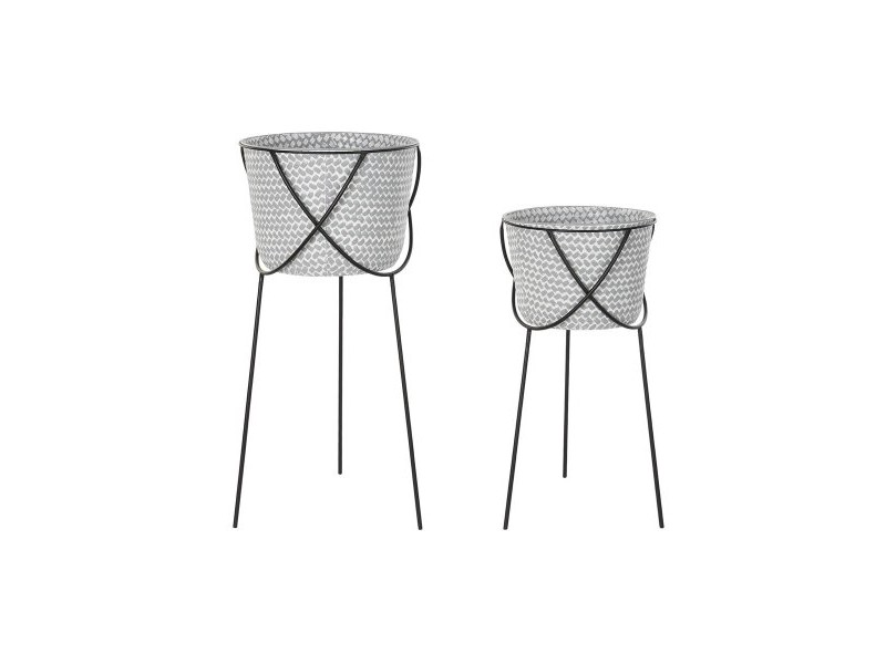 Комплект Саксии за цветя DKD Home Decor Черен Сив Метал Желязо Квадратек 30 x 40 cm 37 x 37 x 82 cm (2 броя)