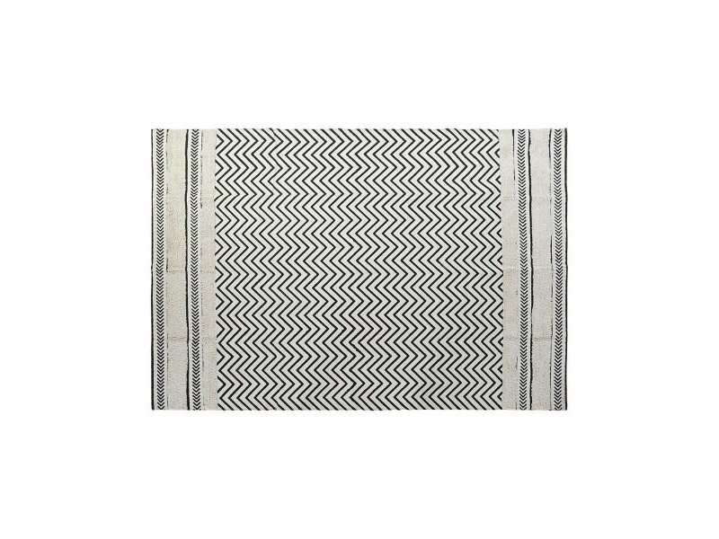 Килим DKD Home Decor Черен Зиг-Заг Бял (120 x 180 x 0,7 cm)