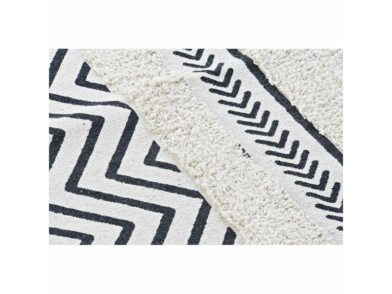 Килим DKD Home Decor Черен Зиг-Заг Бял (160 x 226 x 0,7 cm)