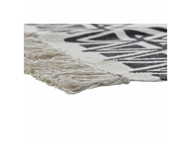 Килим DKD Home Decor 160 x 250 x 0,7 cm Черен полиестер Памук Бял Ikat Boho