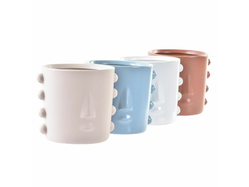 Саксия DKD Home Decor Лице Каменинов (15 x 13 x 12,5 cm) (4 броя)