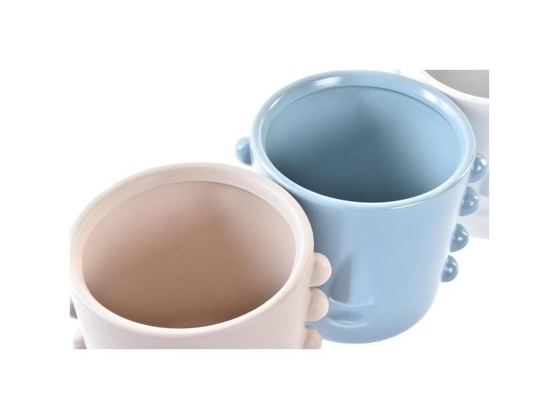 Саксия DKD Home Decor Лице Каменинов (15 x 13 x 12,5 cm) (4 броя)