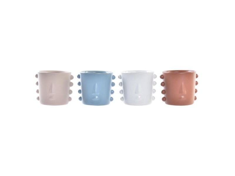 Саксия DKD Home Decor Лице Каменинов (15 x 13 x 12,5 cm) (4 броя)