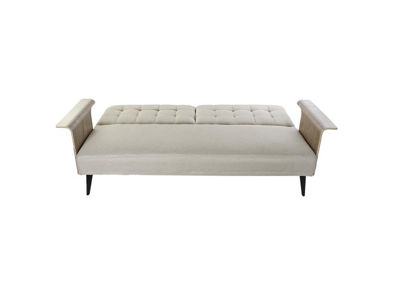 Разтегателен диван DKD Home Decor 203 x 87 x 81 cm Черен Бежов Метал Кафяв