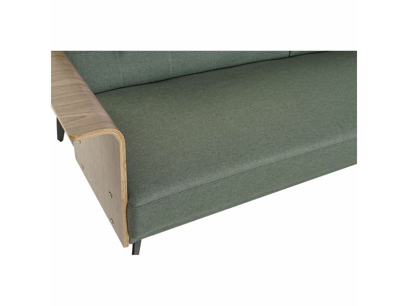 Разтегателен диван DKD Home Decor 203 x 87 x 81 cm Черен Метал Кафяв Зелен