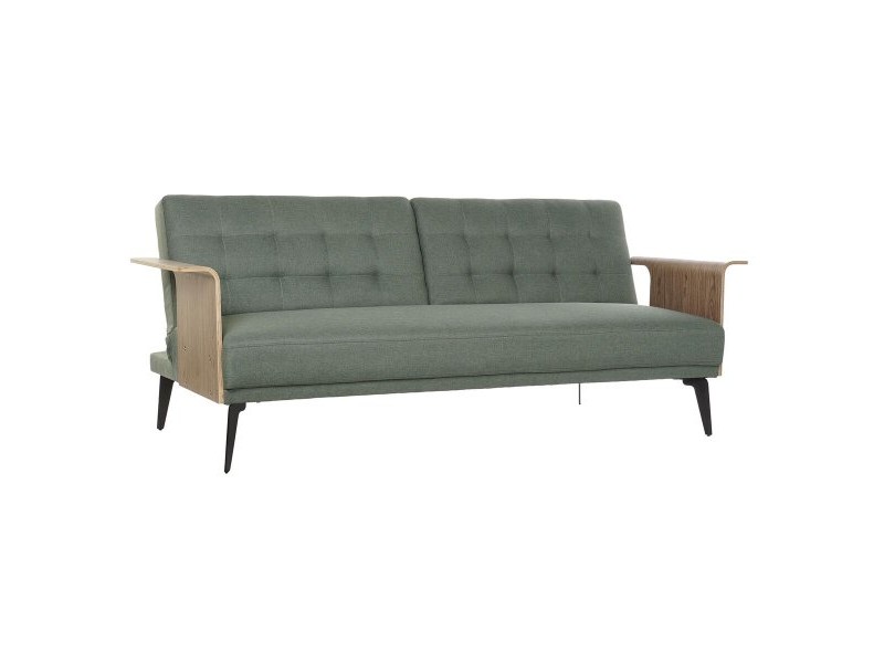 Разтегателен диван DKD Home Decor 203 x 87 x 81 cm Черен Метал Кафяв Зелен