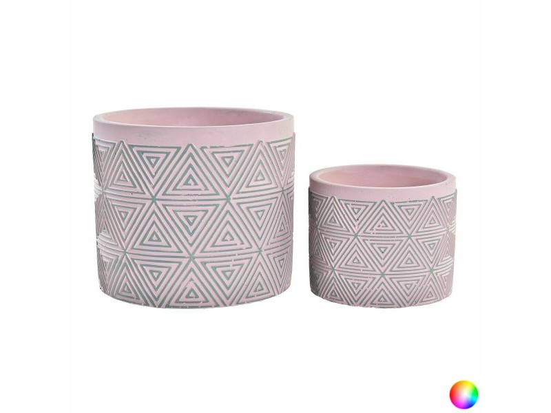 Комплект саксии DKD Home Decor Цимент 2 Части 2 броя (17 x 17 x 15 cm)