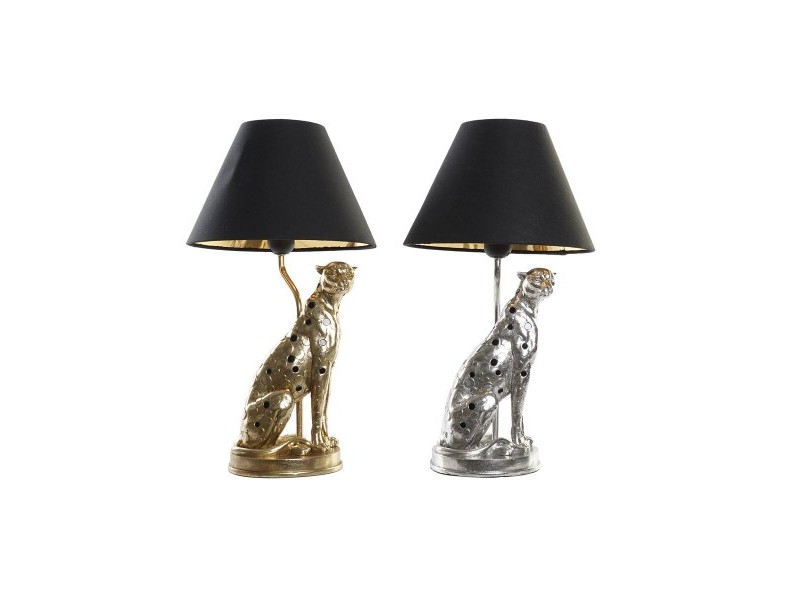 Настолна лампа DKD Home Decor Сребрист Черен Златен 26 x 26 x 46 cm Смола 220 V 50 W (2 броя)