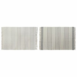 Килим DKD Home Decor 120 x 180 x 0,75 cm Сив полиестер Бял Ресни Boho (2 броя)