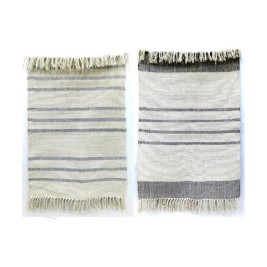 Килим DKD Home Decor 160 x 230 x 0,75 cm Сив полиестер Бял Ресни Boho (2 броя)