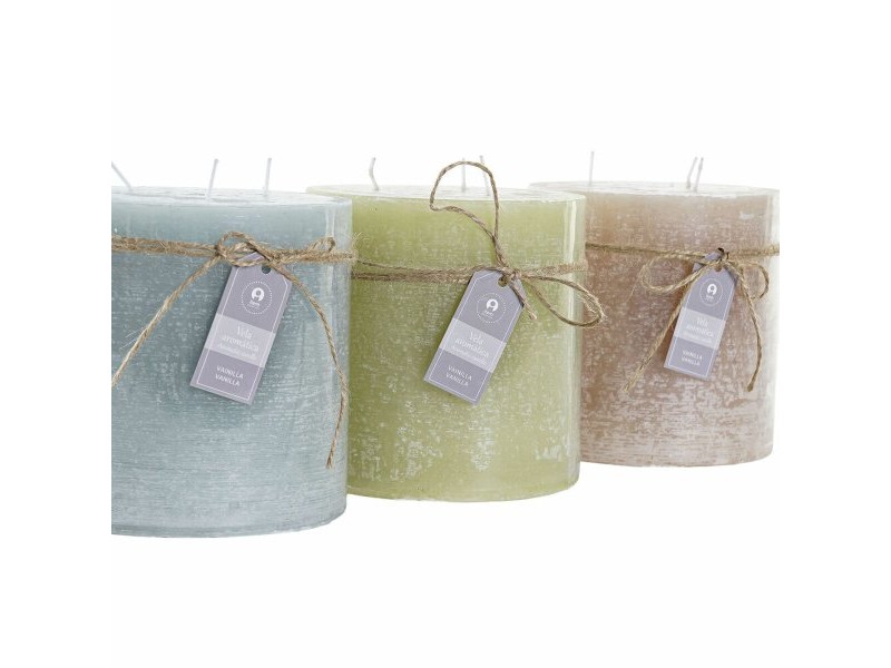 Свещ DKD Home Decor Ванилия Восък Основен (12 x 12 x 12 cm) (3 броя)