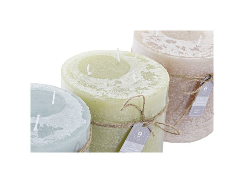 Свещ DKD Home Decor Ванилия Восък Основен (12 x 12 x 12 cm) (3 броя)