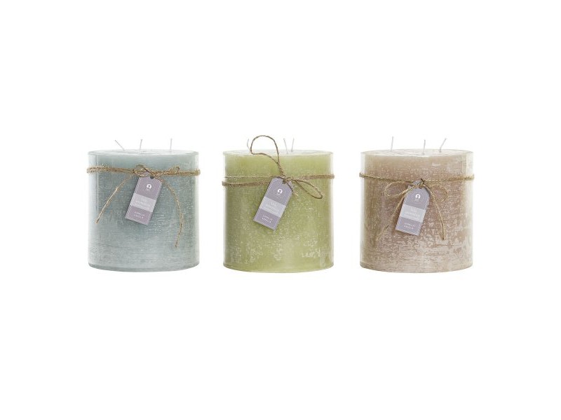 Свещ DKD Home Decor Ванилия Восък Основен (12 x 12 x 12 cm) (3 броя)
