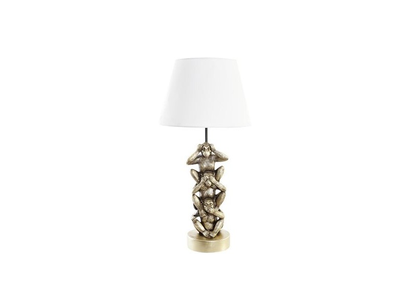 Настолна лампа DKD Home Decor Златен Бял Колониален 220 V 50 W Маймуна (30 x 30 x 61 cm)