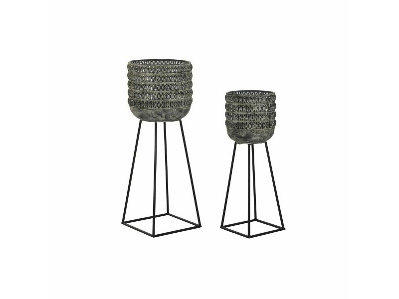 Комплект саксии DKD Home Decor Износени 32 x 32 x 84 cm Метал (2 броя)
