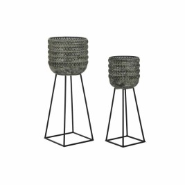 Комплект саксии DKD Home Decor Износени 32 x 32 x 84 cm Метал (2 броя)