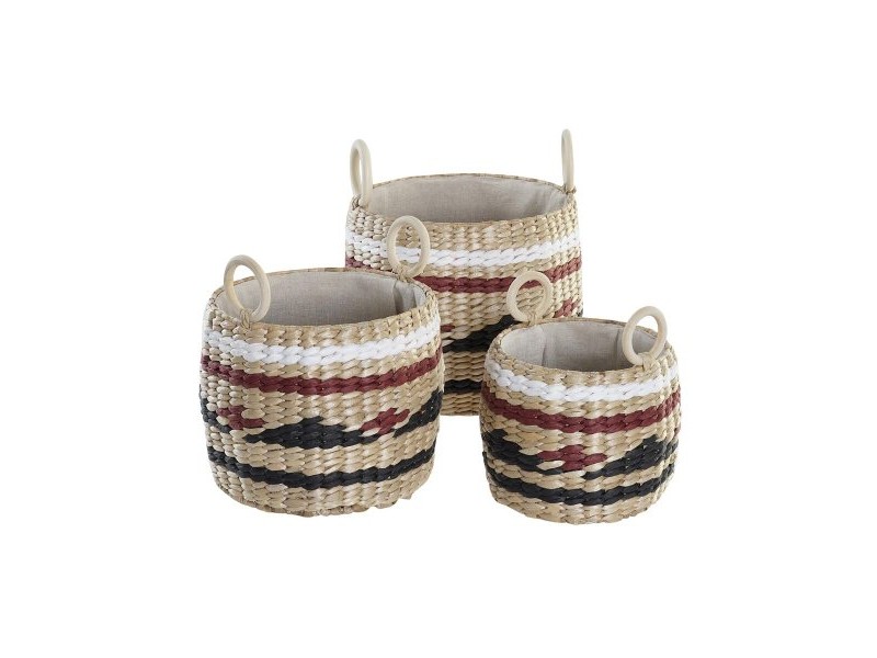 Игра на Кошници DKD Home Decor Естествено влакно 30 x 30 x 25 cm Колониален