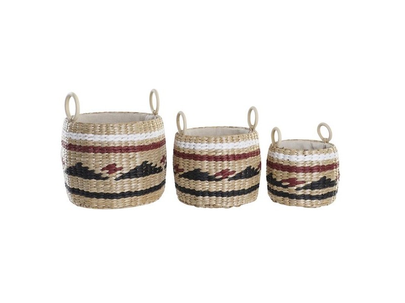 Игра на Кошници DKD Home Decor Естествено влакно 30 x 30 x 25 cm Колониален