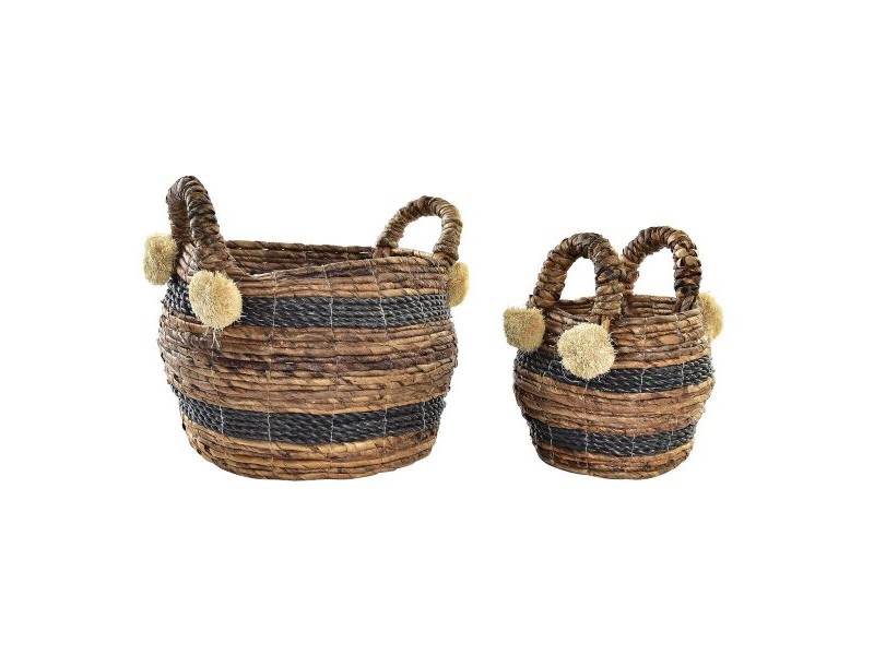 Игра на Кошници DKD Home Decor Естествено влакно 31 x 31 x 33 cm Колониален