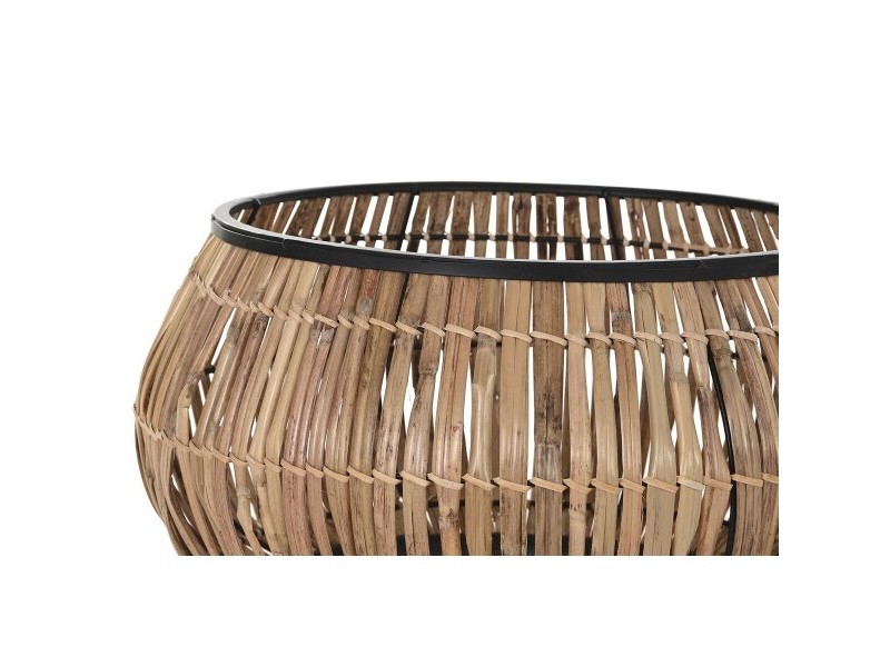 Комплект Саксии за цветя DKD Home Decor Черен Естествен Метал Pатан Квадратек Bali 50 x 50 x 25,4 cm (2 броя)