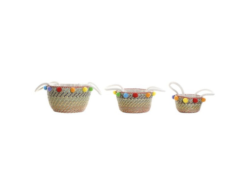 Игра на Кошници DKD Home Decor Помпони Boho 57 x 45 x 42,5 cm